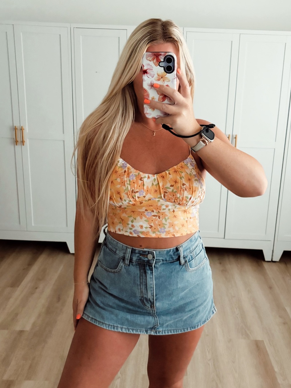 🆕 NWT billabong orange floral cropped tank top